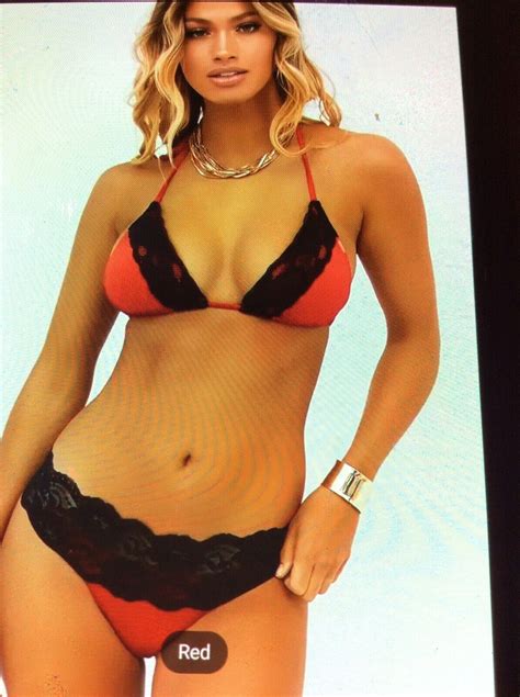 New Never Worn Unbranded Womens Lace Trim Red Bikini Large Ebay