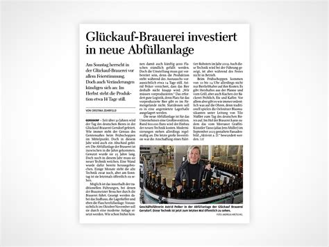 Gl Ckauf Brauerei Investiert In Neue Abf Llanlage Gl Ckauf Brauerei