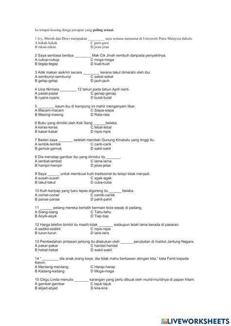 Kata Ganda Separa Worksheet For Tahap 2 Riset