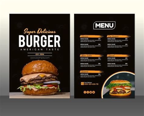 Premium Vector Burgers Restaurant Menu Template Design