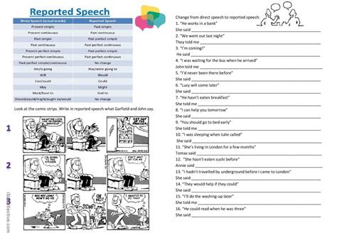 Reported Speech B B English Esl Worksheets Pdf Doc