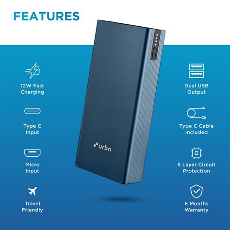 Buy URBN 20000 MAh 12W Fast Charging Power Bank 1 Micro USB Type B 1