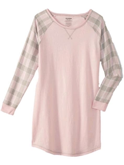 Joe Boxer Womens Light Pink And Grey Plaid Flannel Long Sleeve