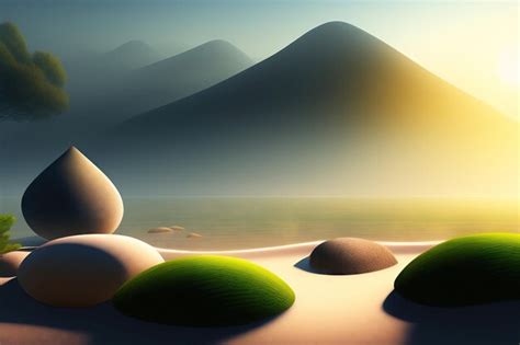 Premium AI Image | Zen garden A calm morning hazy Zen background ...