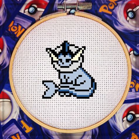 Pokémon 134 Vaporeon 8 bit Pixel Cross Stitch Pattern Etsy