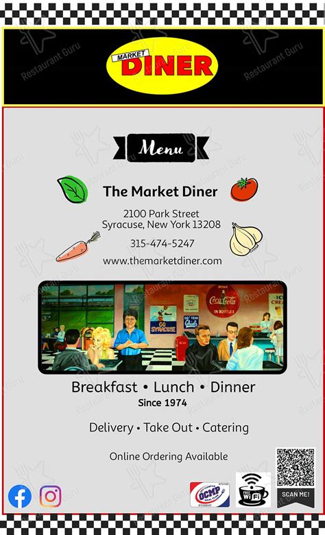 Menu at Market Diner cafe, Syracuse