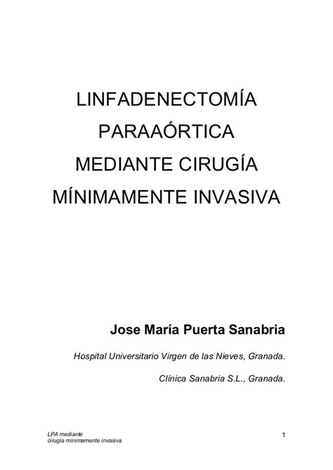 Linfadenectomía Paraaórtica Mediante Cirugía Mínimamente Invasiva