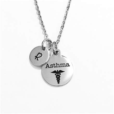 Asthma Necklace Breathing Conditions Initial Necklace - Etsy