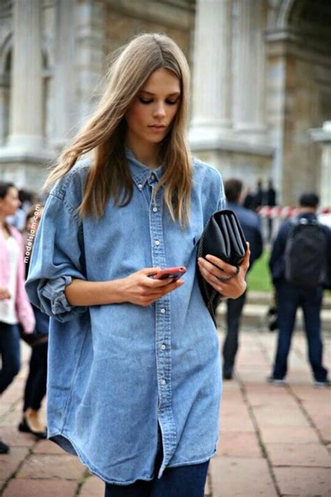 Как носить рубашку оверсайз правила и луки Denim fashion Street