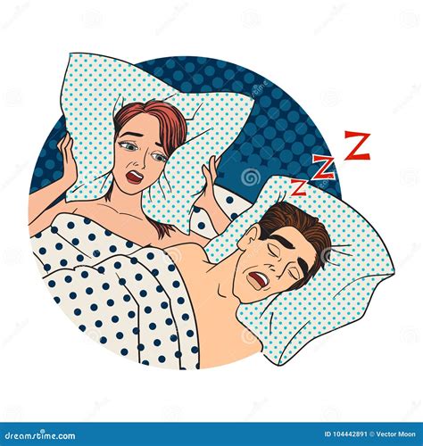 Woman Covering Ears While Man Snoring In Bed At Home Sleep Problem