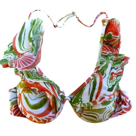 Andrea Iyamah Swim Andrea Iyamah Salama Bikini Top Tier Pleated Sheer Ruffle Abstract