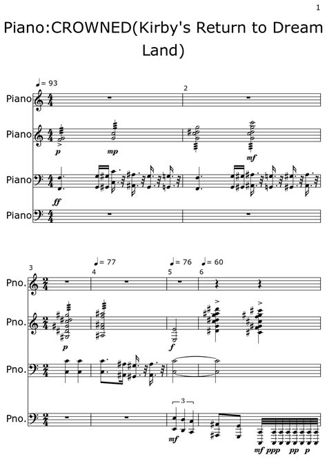 Piano CROWNED Kirby S Return To Dream Land Sheet Music For Piano