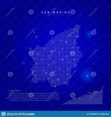 San Marino Illuminated Map With Glowing Dots Dark Blue Space