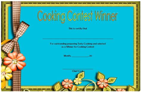 Cooking Competition Certificate Templates - 7+ Best Ideas