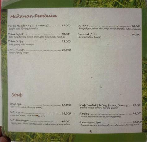 Menu At Padi Menguning Restaurant South Tangerang