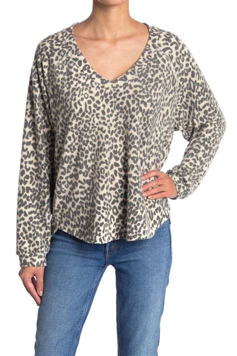 Socialite V Neck Long Sleeve Brushed Knit Lounge Top Nordstromrack