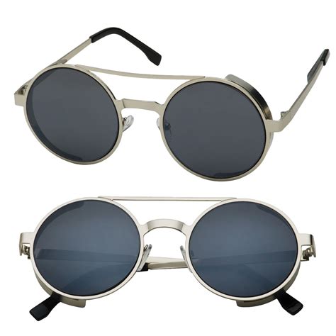 Heavy Duty Steampunk Vintage Retro Style Round Sunglasses Gold Black Lens Cool Ebay