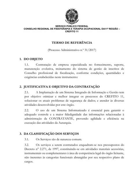 Pdf Termo De Refer Ncia Do Objeto Justificativa E Pdfslide Net