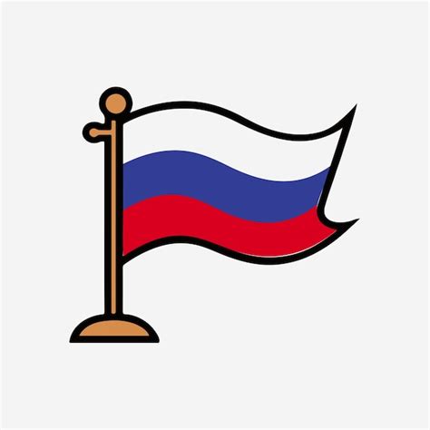 Premium Vector Waving Russia Flag Icon With Wooden Flagpole