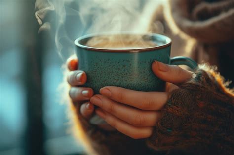 Premium Photo Cozy Hands Holding A Hot Cup Of Coffee