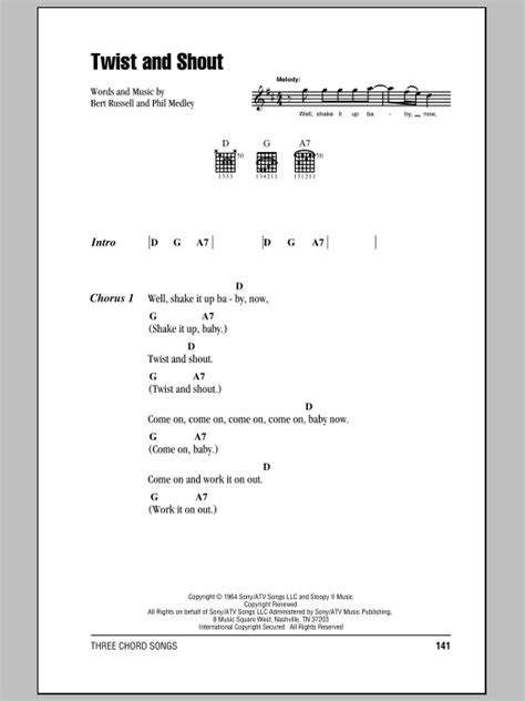 Twist And Shout by The Isley Brothers - Guitar Chords/Lyrics - Guitar ...