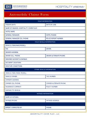 Fillable Online Automobile Claims Form Fax Email Print PdfFiller