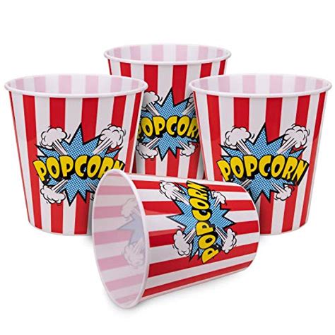 Tebery 12 Pack Plastic Popcorn Tubs Reusable Popcorn Containers Stackable Buckets With Fun