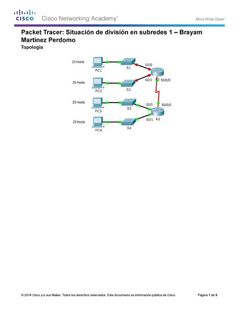 S Cisco Packet Tracer Situaci N De Divisi N En Subredes