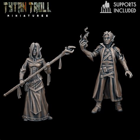 3D Printable DnD Heroes Elf Mages Pre Supported By TytanTroll Miniatures