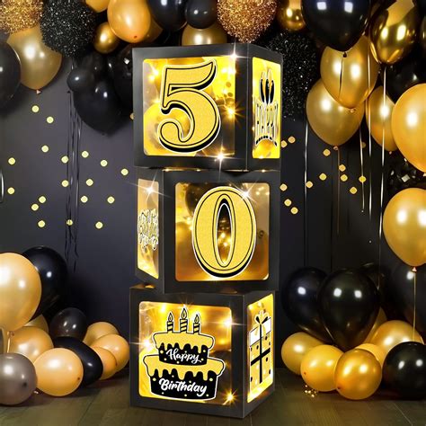Amazon.com: 50th Birthday Party Decorations 50th Birthday Boxes Black