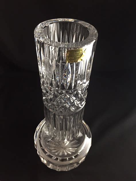 Vintage Large Tall Heavy East German Cut Crystal Vase Unique Etsy