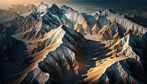 Aerial View Of Mountain Ranges And Peaks Bird S Eye Generative Ai