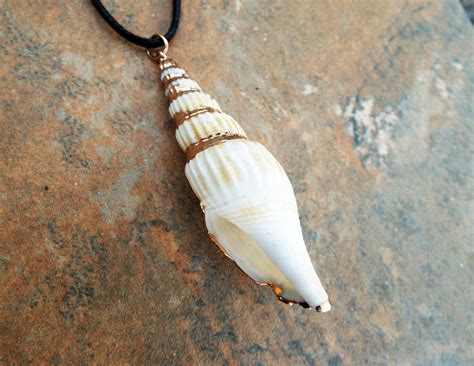 Spiral Seashell Handmade Necklace Pendant Sea Ocean Beach Summer Bohemian Bronze Jewelry