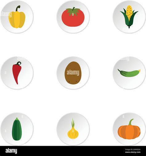 Vegetables Icons Set Flat Style Stock Vector Image Art Alamy