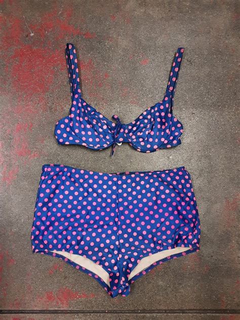 S Blue And Pink Polka Dot Bikini Gem