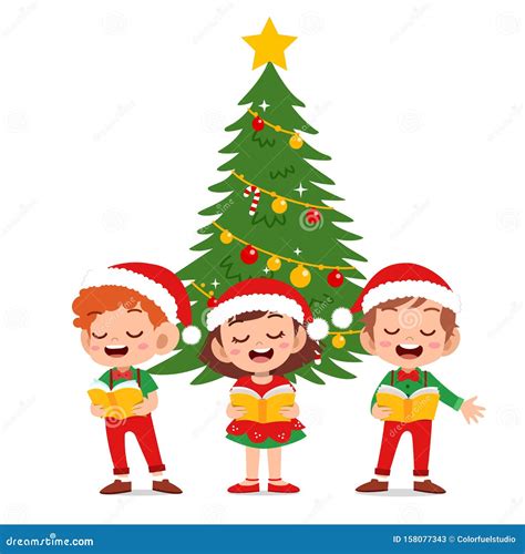 Happy Kids Christmas Sing Musical Stock Vector - Illustration of kids ...