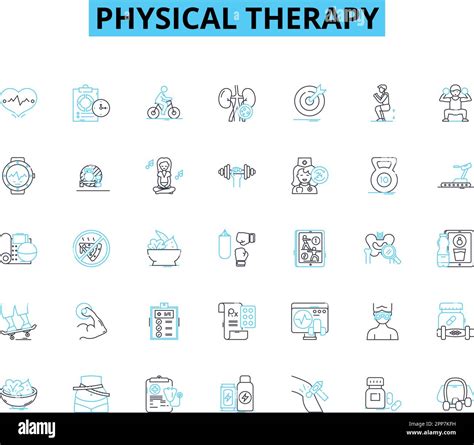 Physical Therapy Linear Icons Set Rehabilitation Exercises Manual