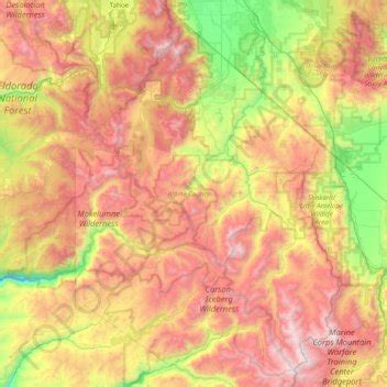 Alpine County topographic map, elevation, relief