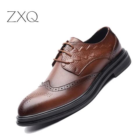 Luxury Brand Men Oxfords Flat Brogues Shoes Platform Rubber Sole Men Dress Shoes Artificial ...