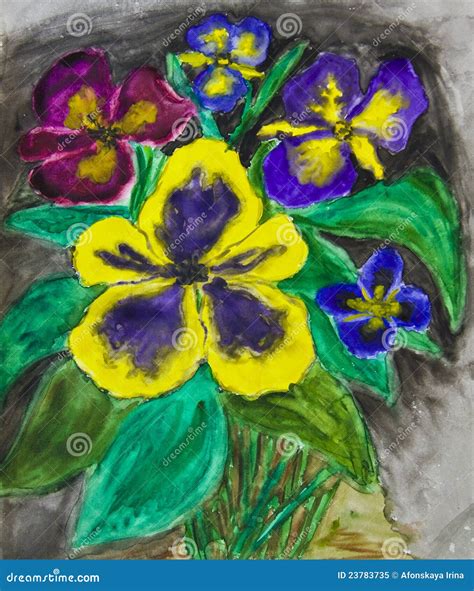 Hand Painted Picture Viola Tricolor Stock Illustration Illustration