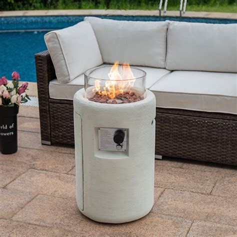 COSIEST 40 000BTU 16 Inch Round Outdoor Propane Fire Pit Table W Glass