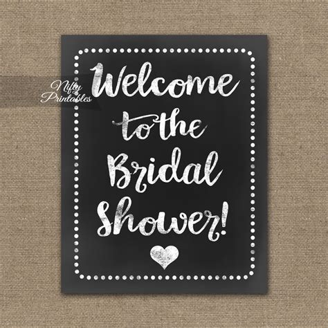 Bridal Shower Welcome Sign White Chalkboard Nifty Printables