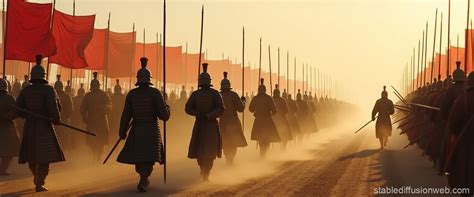 han dynasty infantry charge  action stable diffusion
