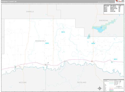 Roosevelt County, MT Wall Map Premium Style by MarketMAPS - MapSales.com