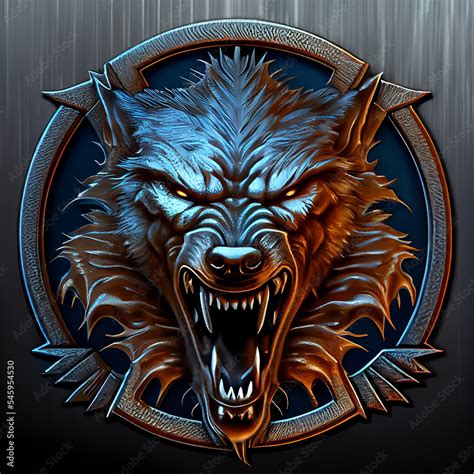 wolf emblem roaring stock illustration adobe stock