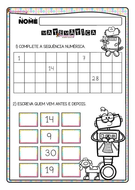 Sequência Numérica Atividades De Matemática 1 Ano Alfabetização - Atividades de matemática 1º ano problemas e sequência numérica – Artofit