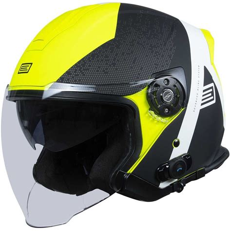 Casco Moto Jet Origine Palio Bt Hyper Nero Giallo Fluo Opaco