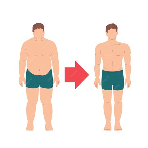 Premium Vector | Man before and after losing weight obesity and excess ...