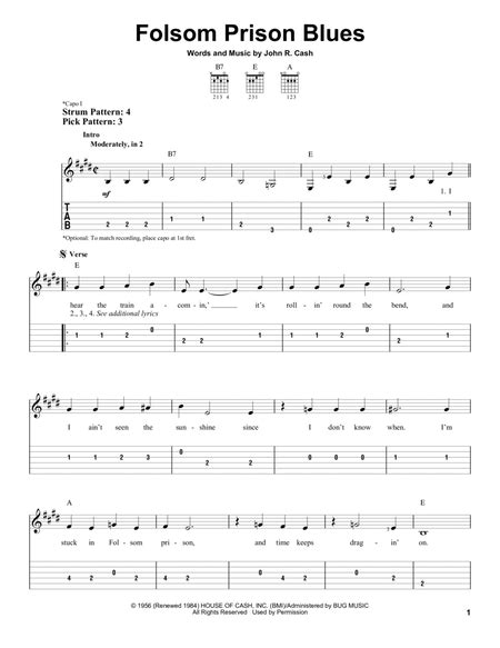 Folsom Prison Blues By Johnny Cash Electric Guitar Digital Sheet Music Sheet Music Plus