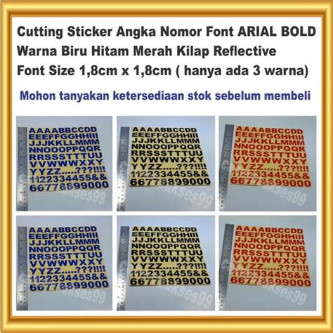 Cutting Sticker Huruf Alphabet Abjad Angka Nomor Font ARIAL BOLD 1 8cm